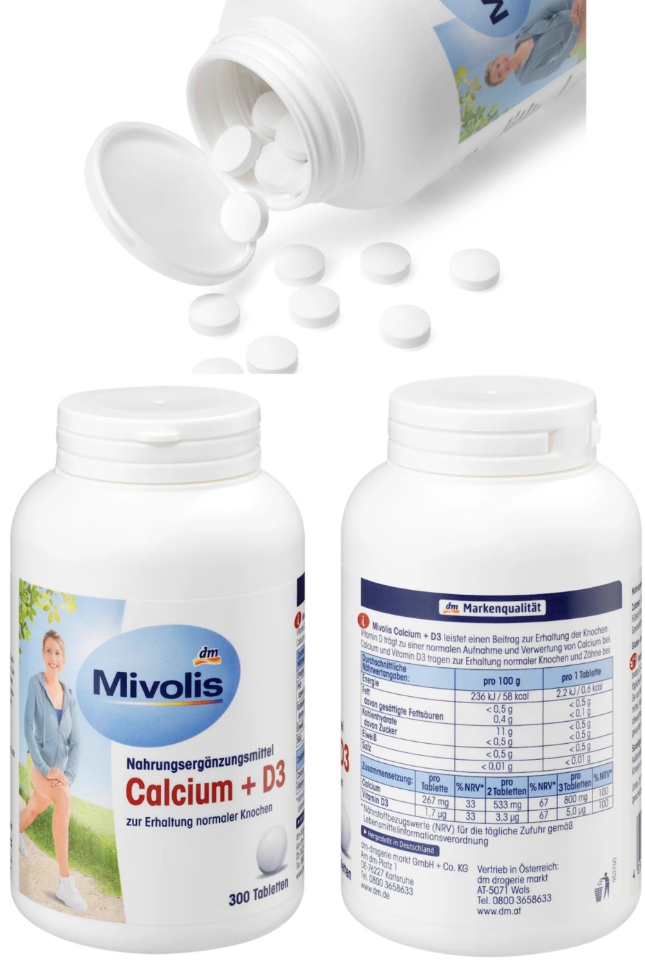 Mivolis Calcium + D3 tablets, 300 pieces, 270 g Dietary supplements