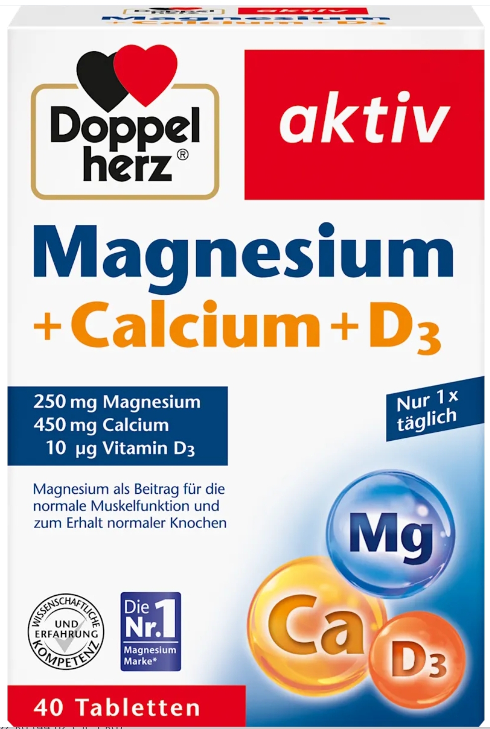 Doppelherz Magnesium + Calcium + Vitamin D3 Tablets 40 pcs