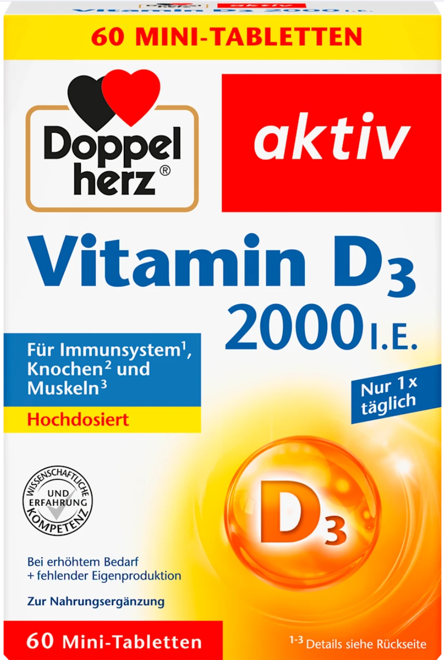 Doppelherz Vitamin D3 2000 I.E. Mini‑Tabletten 60 St