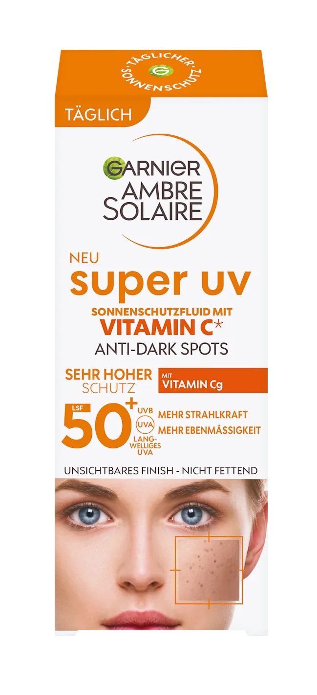 Garnier Ambre Solaire Sun Fluid Face Super UV with Vitamin C, SPF 50+, 40 ml