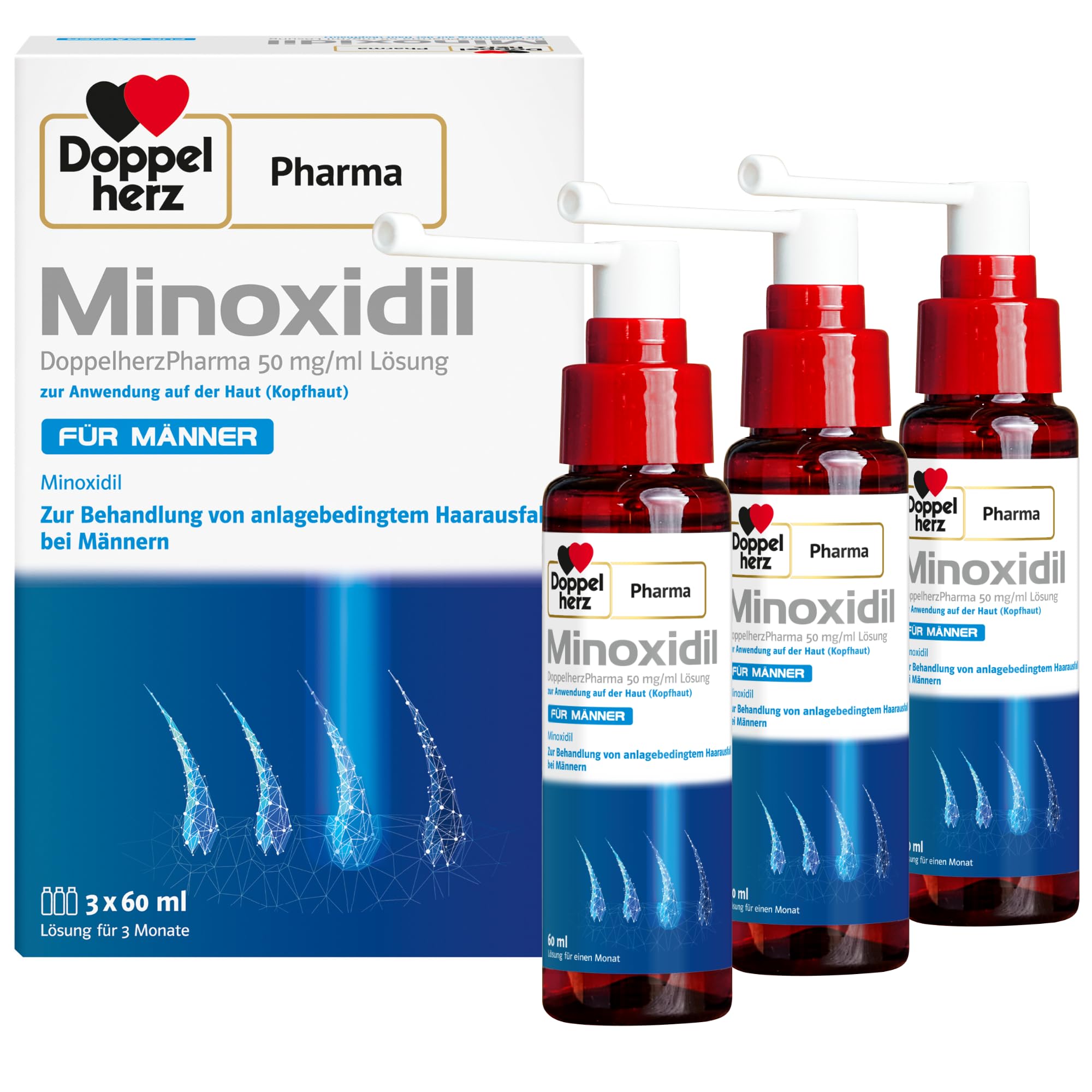 Doppelherz Minoxidil 50 mg/ml 3x60 ml for men