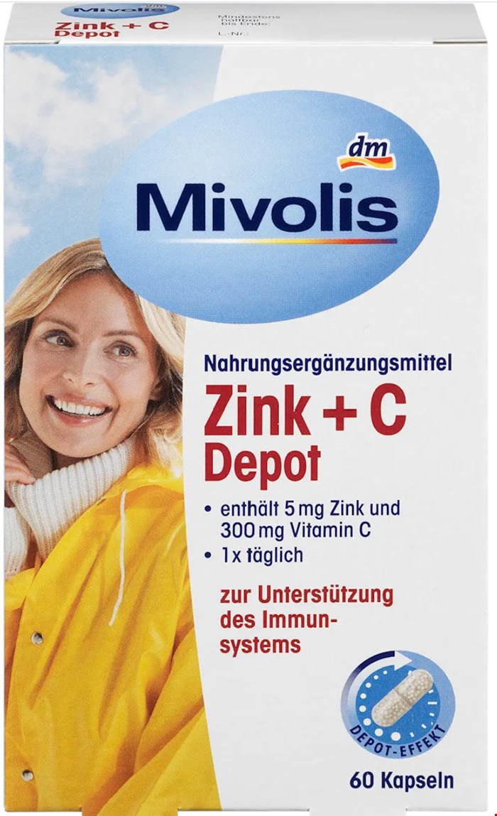 کپسول Mivolis زینک + ویتامین C (300mg) با اثر دپو - تقویت سیستم ایمنی