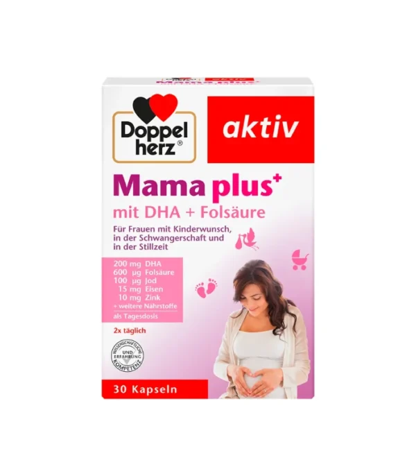 کپسول بارداری Doppelherz Mama Plus حاوی DHA و فولیک اسید ۳۰ عدد