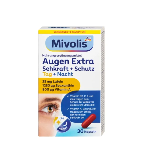 کپسول تقویت بینایی Mivolis حاوی لوتئین و زآگزانتین – ۳۰ عدد